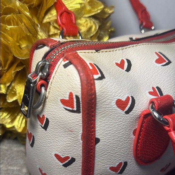 Coach Red and Cream Heart Satchel with Detachable Strap - Picture 7 of 16